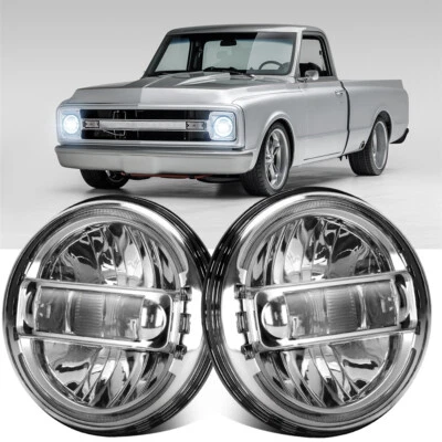 Brightest Pair 7" Round LED Headlights For Chevy C10/20 Pickup Camaro LUV Nova - Image 1 of 4