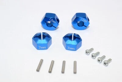 Bujes hexagonales de bloqueo GPM Racing azul aluminio 7 mm de grosor Traxxas 4-Tec 2,0 XL-5 VXL Foto 1 de 2