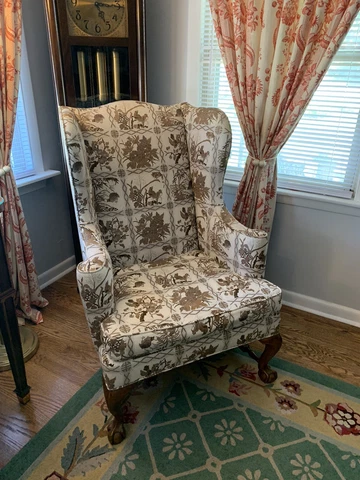 Baker Mahogany Ball and Claw Wingback Arm Chair (EXC.) Cover