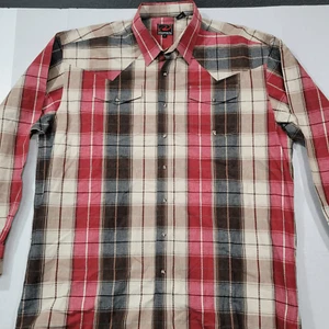 Roper 2XT Tall Herren Western Cowboy Rodeo Hemd rot schwarz kariert Perlen Druckknopf - Bild 1 von 8