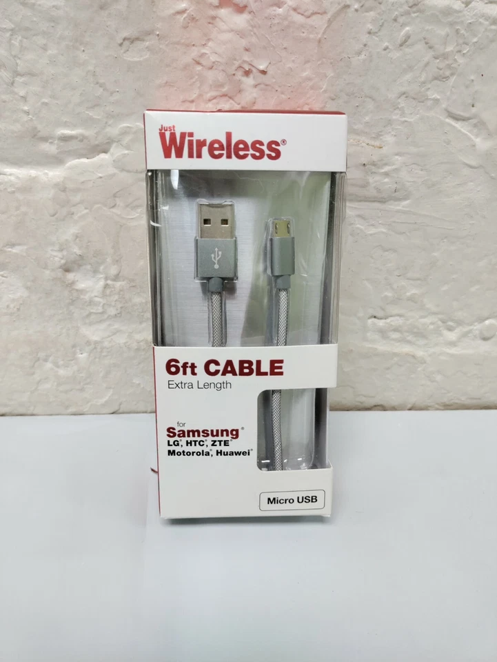 Just Wireless 6ft Cable USB-Micro Extra Length for LG Samsung Nokia+ Open Box - Image 1 of 1