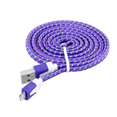 3FT LONG Flat Braided Fabric data USB Charger Cable for IPHONE X 8 7 6 PLUS 5S c - Image 1 of 4