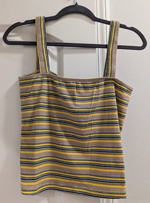 New With Tags: Olivaceous Multi Stripe Square Neck Crop Tank Size  MEDIUM - Image 1 of 3