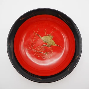 Bowl φ10.2cm Japanese Lacquer ware Antique Wood Retro - Picture 1 of 8