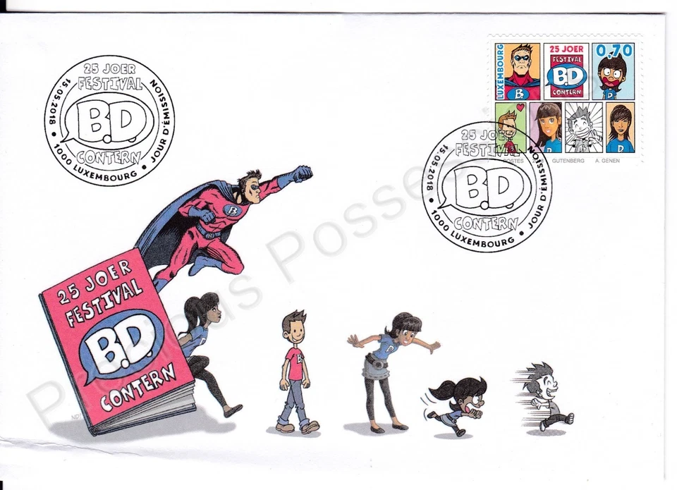 LUXEMBOURG FDC FIRST DAY COVER 2018 25TH CONTERN COMIC BOOK FESTIVAL - Image 1 of 1