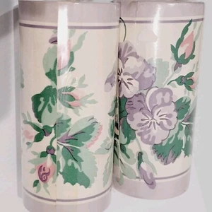 Laura Ashley Louise Lilac Rose Flower Floral Green Wallpaper Border x2 Rolls NIP - Picture 1 of 8