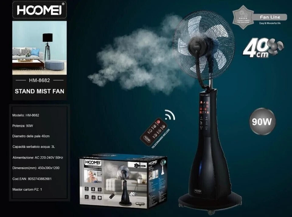 z Ventilatore Nebulizzatore a Piantana Multifunzione Hoomei HM-8682 Telecomando - Immagine 1 di 2