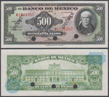 Banco De Mexico, RARE - SPECIMEN - 500 Pesos - SPECIMEN - RARE, 1978, UNC, P-43
