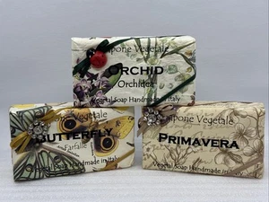 Menge 3 Luxus Italienische Sapone Gemüse Riegel Seifen ORCHIDEE, SCHMETTERLING, PRIMAVERA - Bild 1 von 12