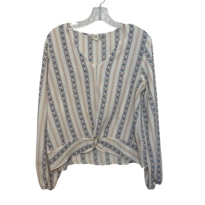 Blusa Pink Republic Vertical Rayas Manga Larga Mujer Grande Marfil Cuello en V Foto 1 de 4