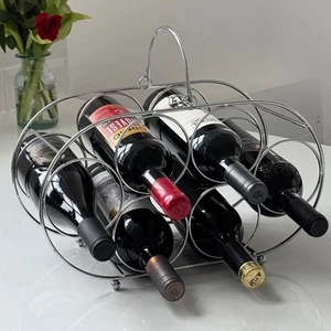 Mako Oval Wine Rack, metal, stylish elegant, holds 6 bottles, counter top - Picture 1 of 2