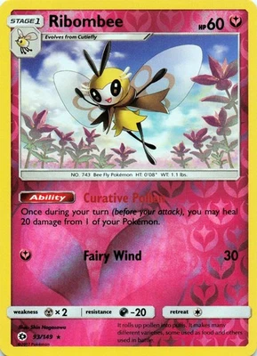 Ribombee 93/149 - REVERSE HOLO - SM Base Set - NM - Image 1 of 2