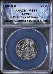 2019-D 25C Lowell ATB Quarter ANACS MS 67 | FDOI Uncirculated UNC BU - Picture 1 of 4
