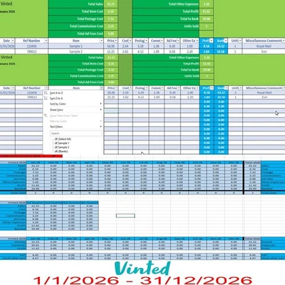 2026 Vinted Accounting Spreadsheet Business Software include your email in order - Image 1 of 3