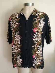 Vintage Guess Jeans Hawaiian Shirt Mens L Multicolor Floral Tribal Tiki Y2K - Picture 1 of 10