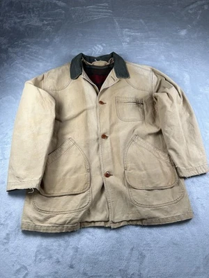 Chaqueta de Colección LL Bean Para Hombres XXL Abrigo de Granero de Lona Tostada Forrado a Cuadros Tareas Años 80 90 Foto 1 de 4