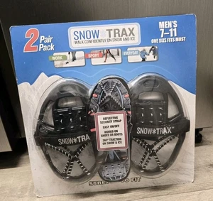 Snow Trax Snow & Ice Grips With Reflective Strap Men's Size 7-11 2 Pair Pack - Picture 1 of 3