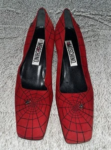 Moschino Size 37 Red Spiderweb Block Chunky Heels ๐ Goth Unique Amazing Rare - Picture 1 of 8