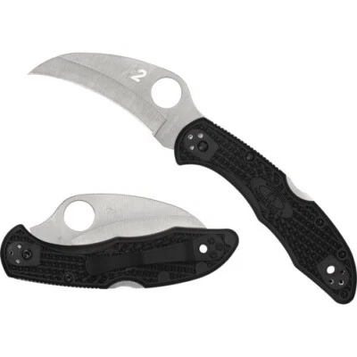 SPYDERCO TASMAN SALT 2 FOLDING KNIFE BLACK FRN PLAIN EDGE H-2 STAINLESS C106PBK2 - Image 1 of 3