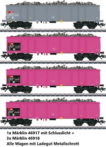 Märklin 46917 + 3x 46918 Eaos vagón de mercancías SBB Ep 5 con carga de chatarra 1x luz trasera - Imagen 1 de 3