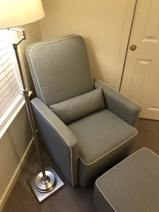 DaVinci Olive Upholstered Swivel Glider with Bonus Ottoman, grey - Picture 1 of 3
