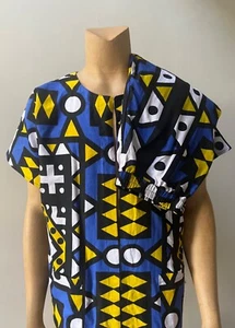 Men’s 2 Piece Primal Print Linen cotton pants Dashiki Top African Set Suit 2X - Picture 1 of 6