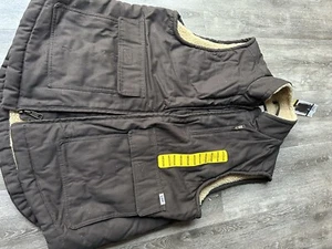 Lee Men's Medium Zip-Up Tobacco Sherpa Lined Duck Canvas Workwear Vest NWT - Picture 1 of 9