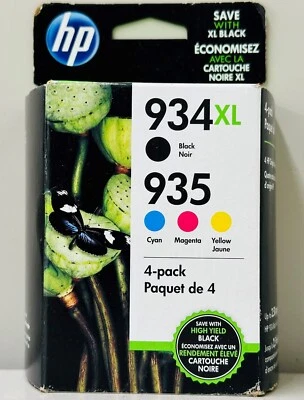 New Genuine HP 934XL 935 Black Color 4PK Ink Cartridges OfficeJet Pro 6815 - Image 1 of 2