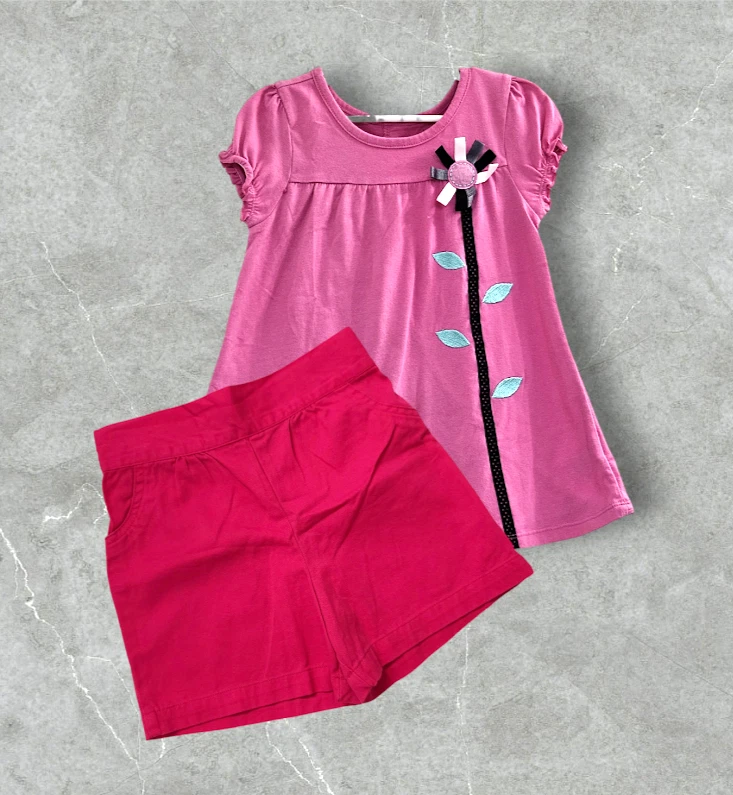 Pantalones Cortos Túnica Rosa Manga Corta 2 Piezas Cuartel General Niños Niñas Futcia Talla 6X Foto 1 de 4