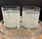 Rare Pair of Georges Briard MCM White Icicle Low Ball Double Old Fashion Glass