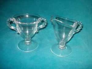 Vintage Imperial Boopie/Kerzendocht Stiel Klarglas Milchkännchen und Zucker 400/31 - Bild 1 von 12