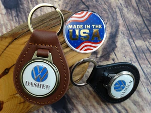 NEW RARE VINTAGE 1970s VW VOLKSWAGEN DASHER Leather Key Chain Ring Fob NOS - Picture 1 of 6
