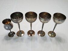 Set of 4 matching Silver Goblets (with one unmatching silver goblet)
