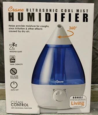 🕋 Crane  (EE-5301) Ultra Sonic Cool Mist Humidifier - Blue & White🆕 - Image 1 of 4