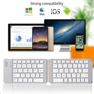 Portable Foldable Keyboard Wireless Bluetooth for PC Phone Ultra Slim Recharge - Picture 1 of 12