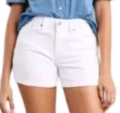 Levi's Jean шорты женщина размер 30 белый эластичной джинсовой ткани середины подъема 4» с манжетами подол новый - Изображение 1 из 4