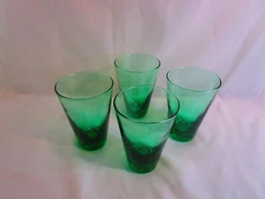 Libbey Set of 4 Green Tumblers Vintage Retro - Picture 1 of 3