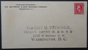 USA 1922 Baltimore & Ohio Railway Company stationery envelop and 2c perfin stamp - Picture 1 of 2