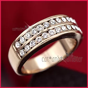 18K ROSE GOLD GF WOMENS 6MM WEDDING ETERNITY DRESS ROUND CRYSTAL BAND RING GIFT - Picture 1 of 4