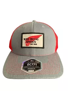 Red Wings Schuhe rot grau Mütze Kappe Netz Druckknopflasche Trucker Einheitsgröße Outdoor Patch - Bild 1 von 11