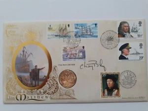 GB QEII CUBIERTA DE MONEDA 1997 John Cabot Angel moneda firmada Chay Blyth - Imagen 1 de 6