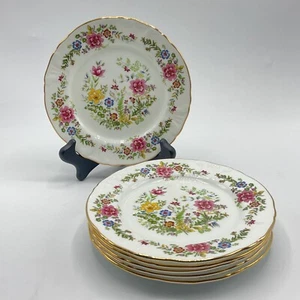 6 Hammersley Mayfield BREAD & BUTTER PLATES England Flowers Floral 6 3/8” - Picture 1 of 5