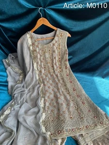 DESI PAKISTANI INDIAN HEAVY BRIDAL PARTY WEAR DRESS HANDMADE EID DIWALI WEDDING - Picture 1 of 7