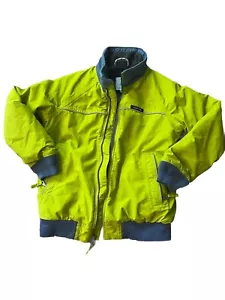 Kids Neon Green Jacket Sz S 8 Lands End Zip Up Raglan Sleeve Lined Reflective - Picture 1 of 5