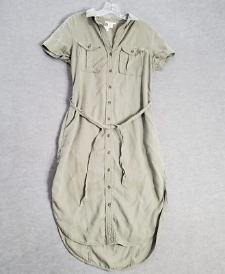 Lucky Brand женщин платье маленький зеленый Midi рубашка на пуговицах коротким рукавом воротник - Изображение 1 из 4