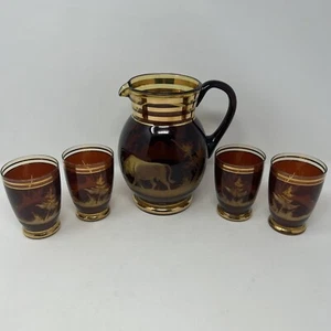 RAR!! Friederich Egermann Tschechoslowakei geätztes Blattgold Wasser Picher Set (1239 - Bild 1 von 20