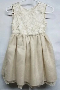 NWOT Tahari Baby Girls Beige Dress Size 18M Sleeveless Lined w/Lace Hem, Bloomer - Picture 1 of 12