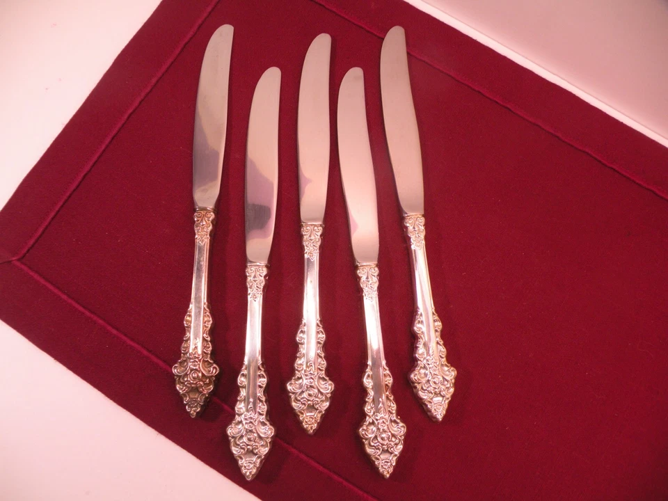 Juego de 5 cuchillos internacionales de plata profunda Rochambeau plateados 9 1/4" Foto 1 de 4