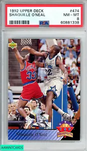 1992 UPPER DECK SHAQUILLE ONEAL #474 ROOKIE RC ORLANDO MAGIC HOF PSA 8 NM-MT - Picture 1 of 3