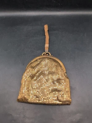 Art Deco Geldbörse Gold Perlen Armband Druckknopfverschluss gefüttert klein - Bild 1 von 4